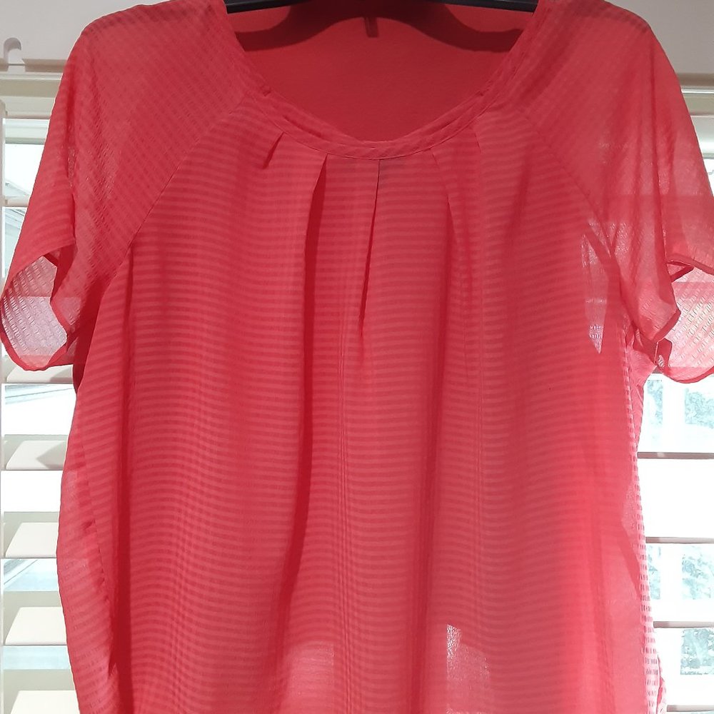 Coral Sheer Short Sleeve Top